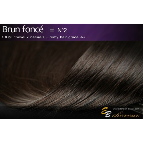 Extension à clips cheveux naturels Brun foncé N°2