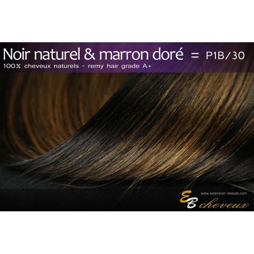 Extension à clips cheveux naturels Noir naturel & Marron doré P1B/30