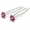 Pic a cheveux fleur strass fuchsia 4pcs